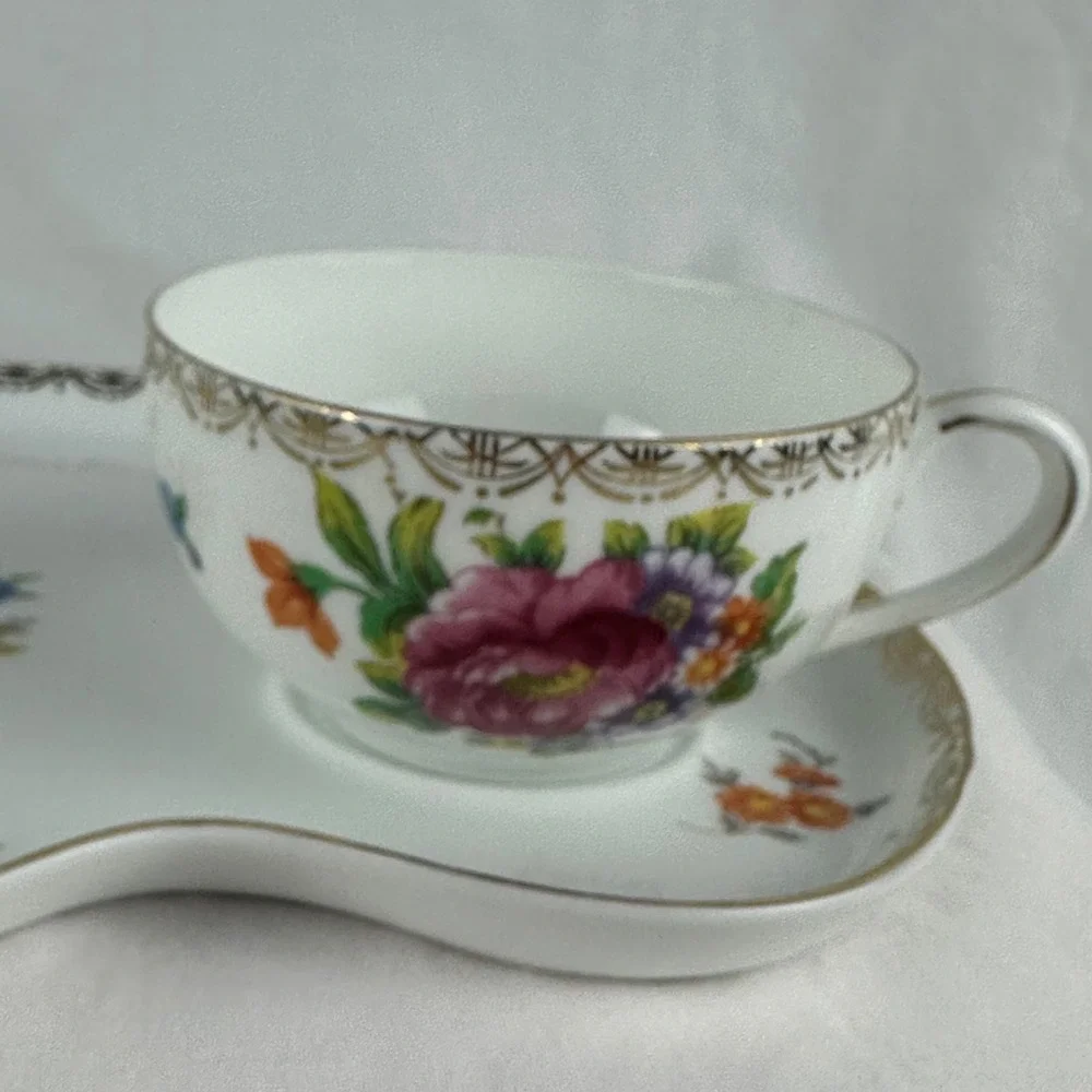 Vintage Noritake Porcelain Snack Set Pink Cabbage Rose Morimura